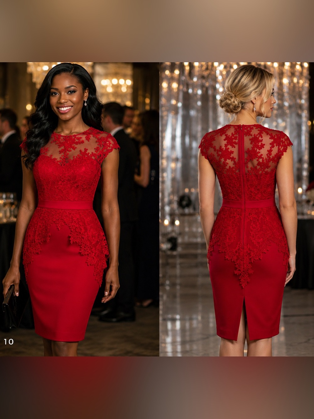 Elegant Red Lace Sheath Dress